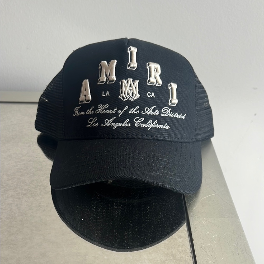 AMIRI Black Cap with White Embroidery